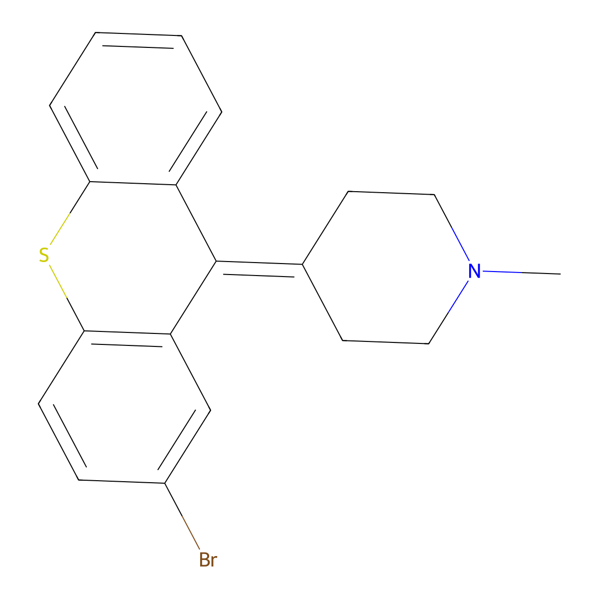 4-(2-bromo-9H-thioxanthen-9-ylidene)-1-methylpiperidine molecular structure, CAS 16386-67-7