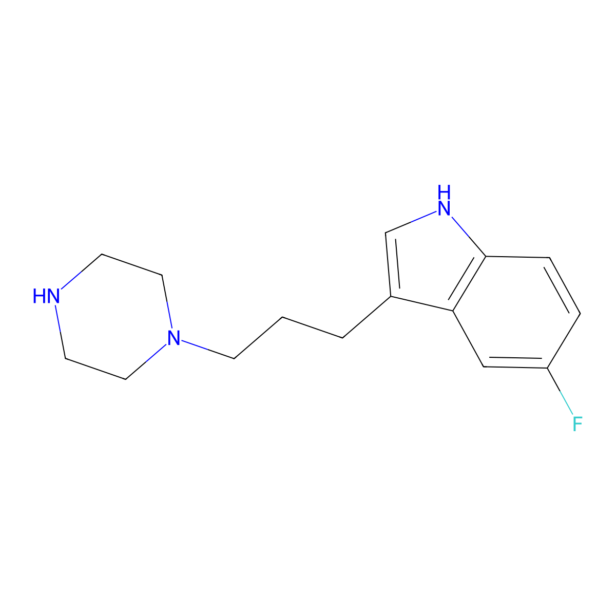 5-Fluoro-3-(3-(piperazin-1-yl)propyl)-1H-indole molecular structure, CAS 163860-25-1