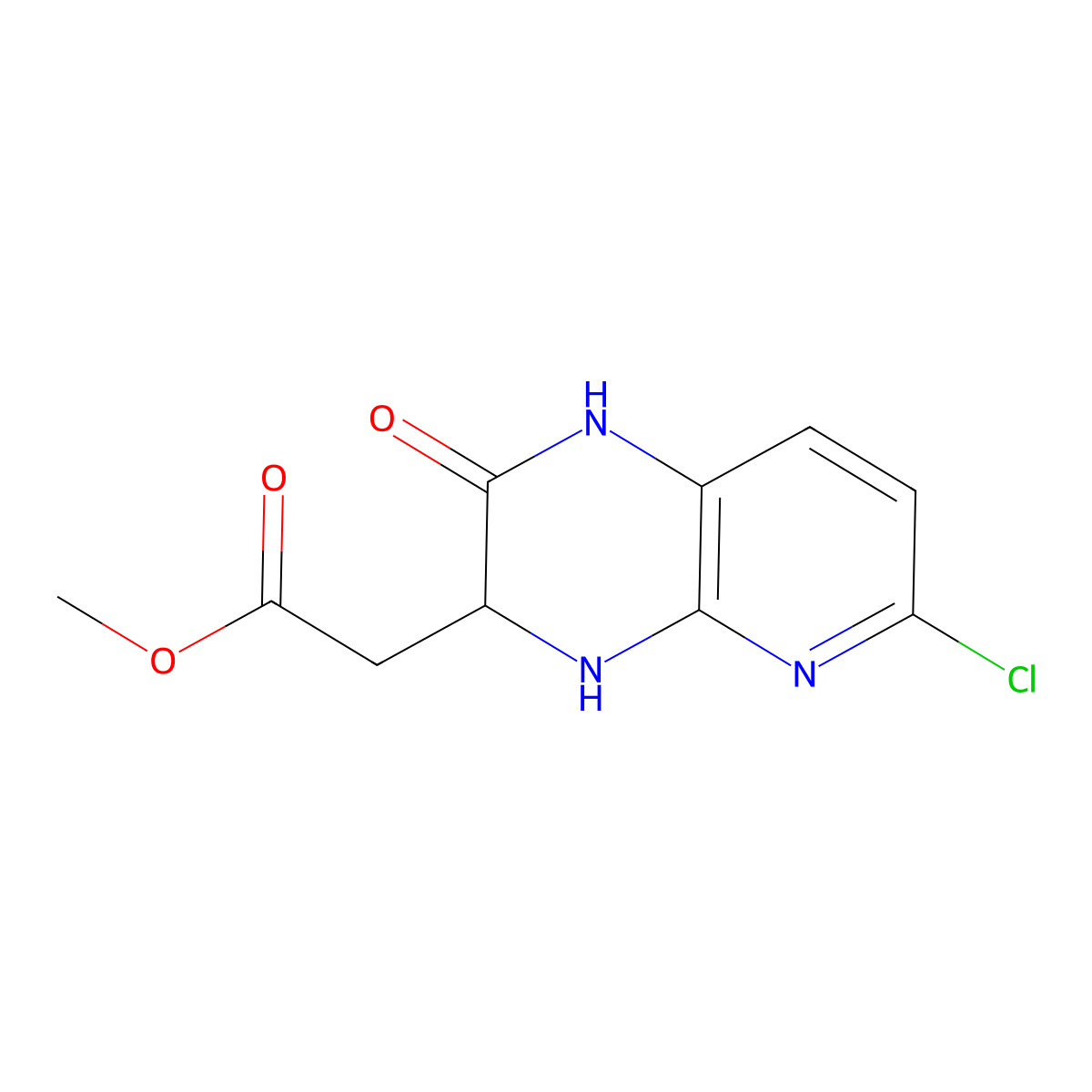 (S)-Methyl 2-(6-chloro-2-oxo-1,2,3,4-tetrahydropyrido[2,3-b]pyrazin-3-yl)acetate molecular structure, CAS 1638603-68-5