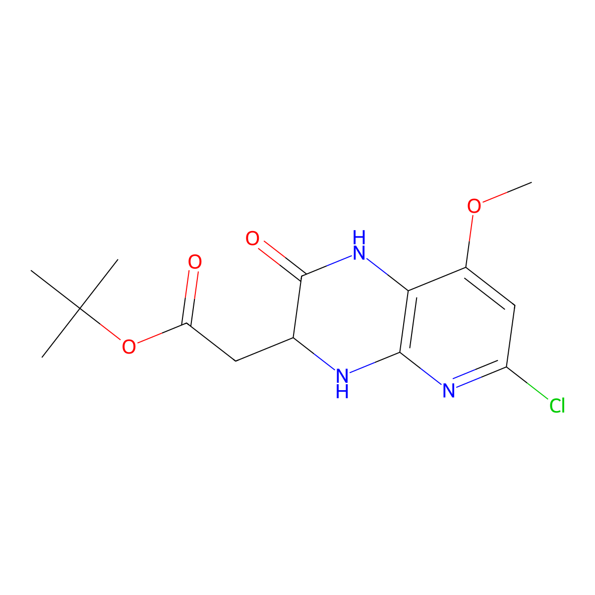 (S)-tert-Butyl 2-(6-chloro-8-methoxy-2-oxo-1,2,3,4-tetrahydropyrido[2,3-b]pyrazin-3-yl)acetate molecular structure, CAS 1638604-07-5