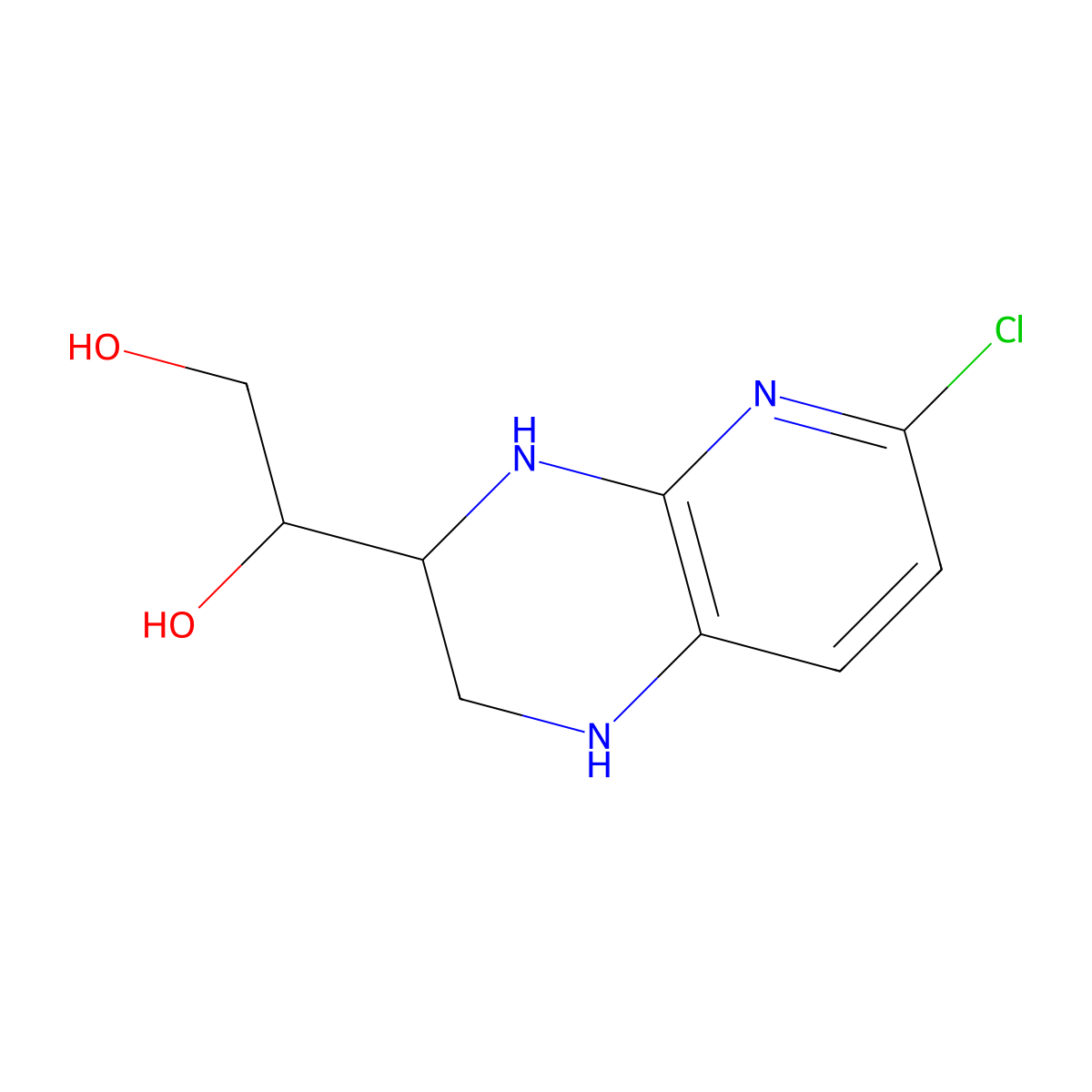 (S)-1-((R)-6-Chloro-1,2,3,4-tetrahydropyrido[2,3-b]pyrazin-3-yl)ethane-1,2-diol molecular structure, CAS 1638604-16-6