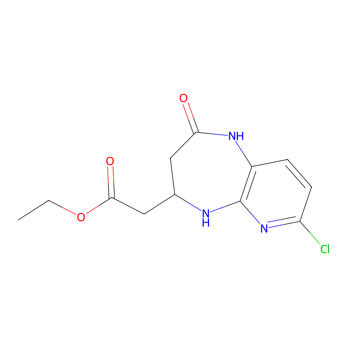 Ethyl 2-(7-chloro-2-oxo-2,3,4,5-tetrahydro-1H-pyrido[2,3-b][1,4]diazepin-4-yl)acetate molecular structure, CAS 1638604-52-0