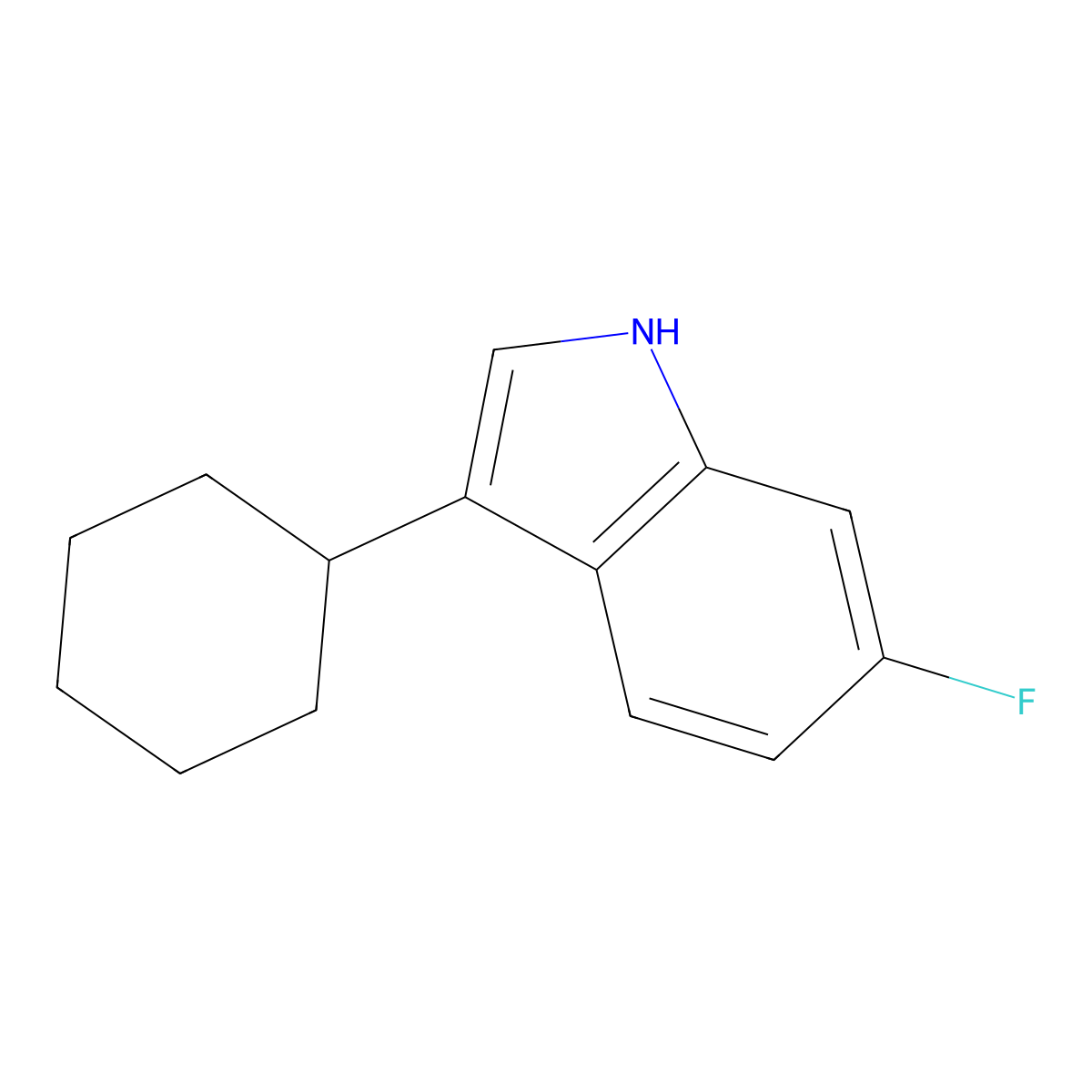 3-Cyclohexyl-6-fluoro-1H-indole molecular structure, CAS 1638607-16-5