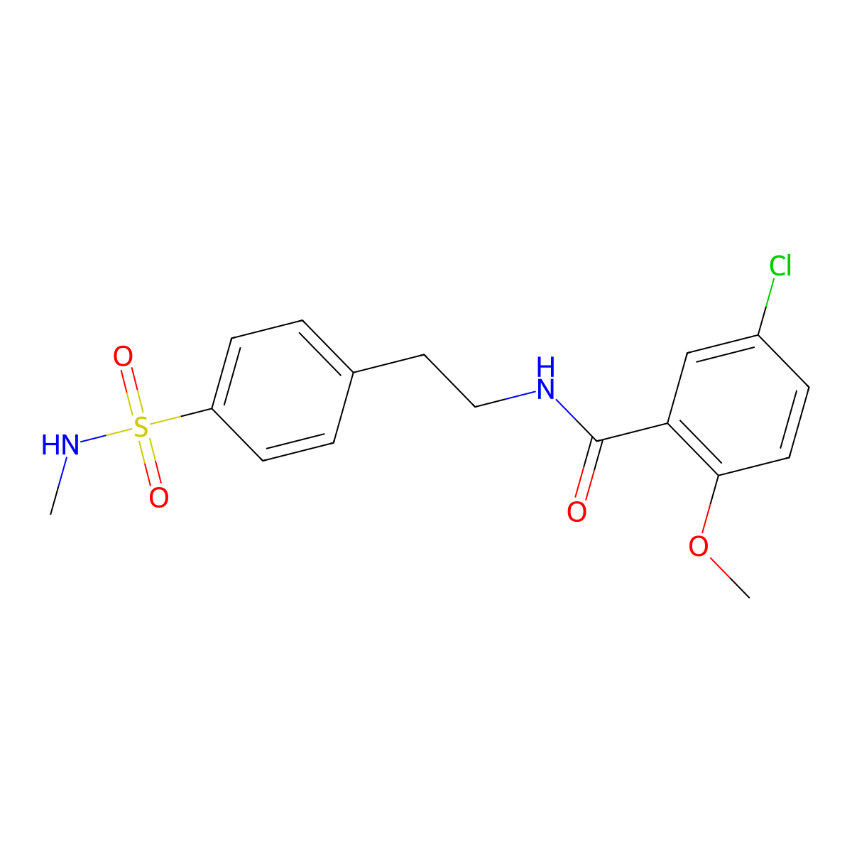 5-Chloro-2-methoxy-N-(4-(N-methylsulfamoyl)phenethyl)benzamide molecular structure, CAS 1638611-48-9