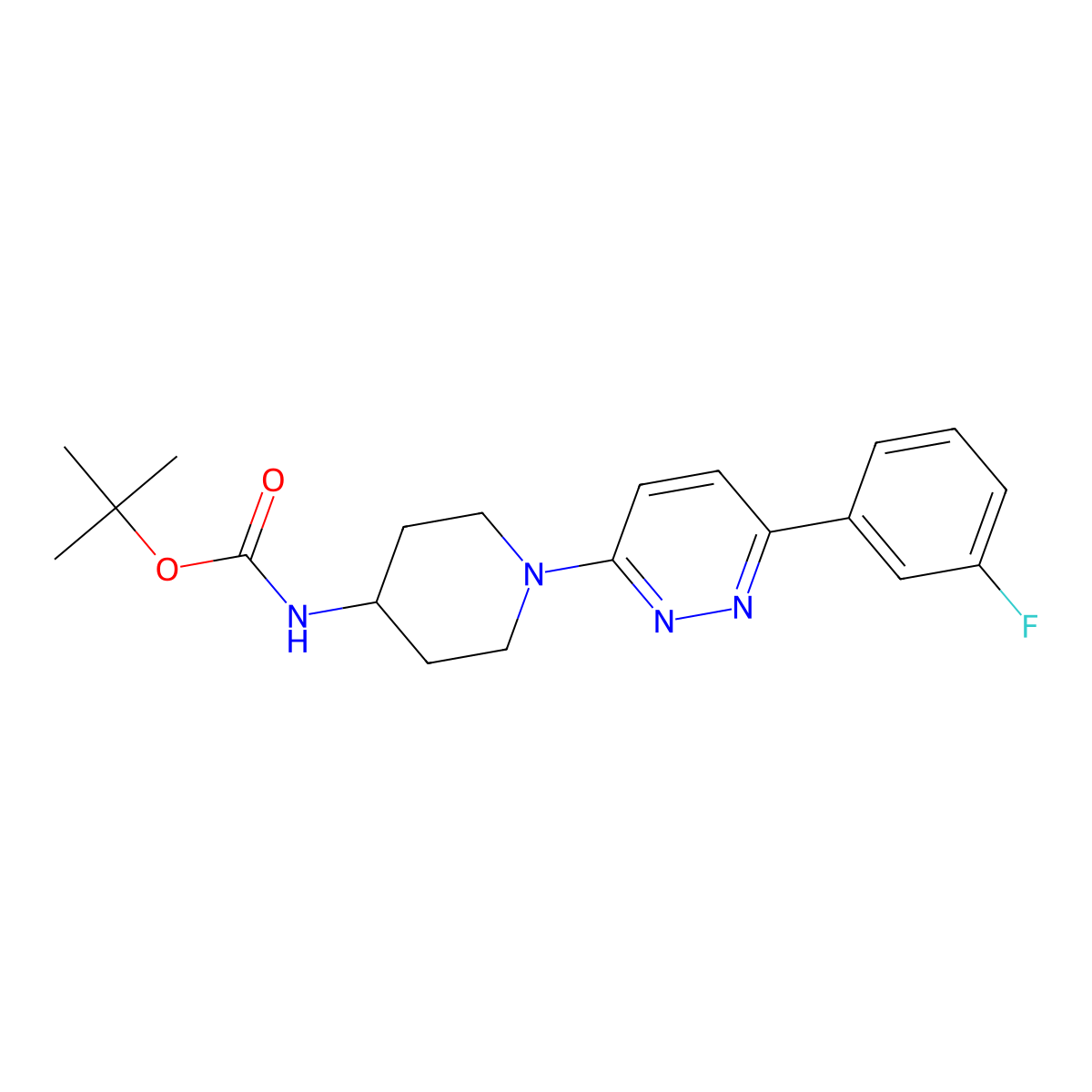 Tert-butyl {1-[6-(3-fluorophenyl)pyridazin-3-yl]piperidin-4-yl}carbamate molecular structure, CAS 1638612-38-0