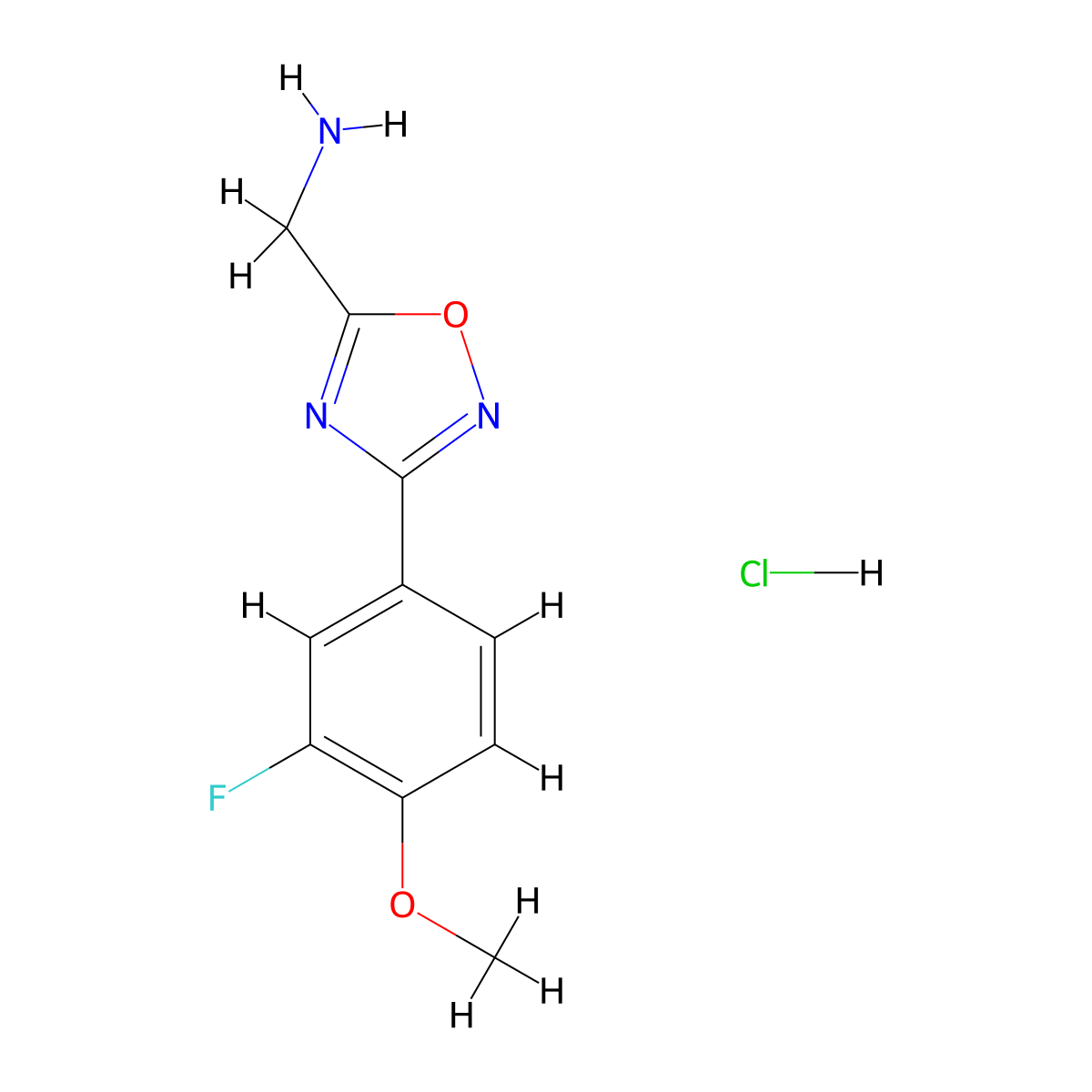 {[3-(3-Fluoro-4-methoxyphenyl)-1,2,4-oxadiazol-5-yl]methyl}amine hydrochloride molecular structure, CAS 1638612-43-7