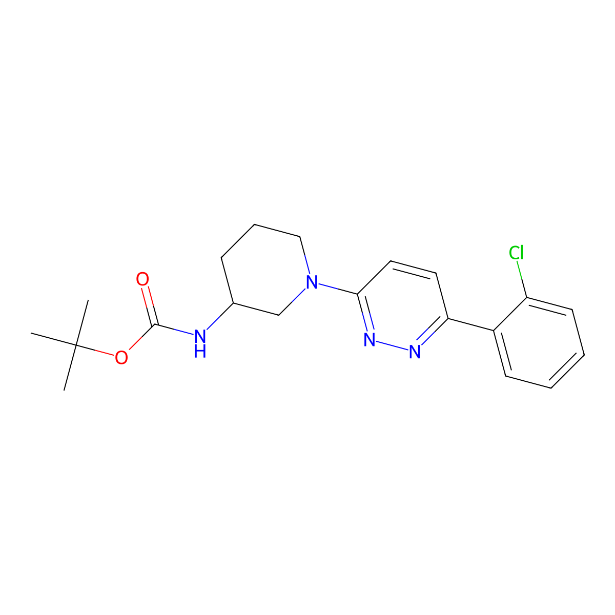 Tert-butyl {1-[6-(2-chlorophenyl)pyridazin-3-yl]piperidin-3-yl}carbamate molecular structure, CAS 1638612-47-1