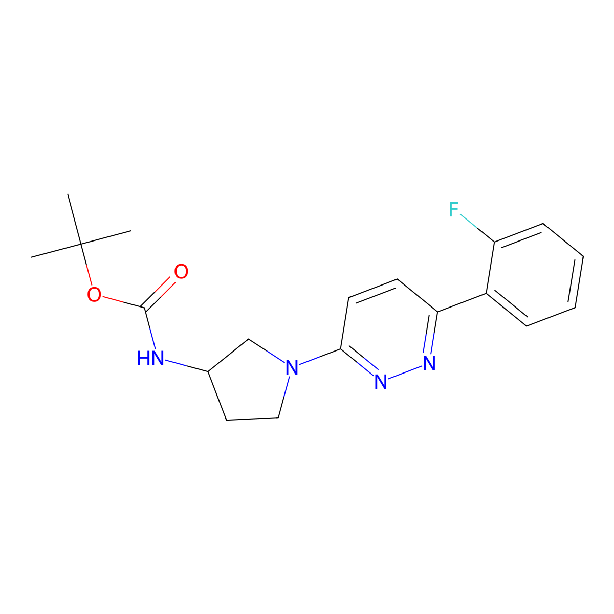 Tert-butyl {1-[6-(2-fluorophenyl)pyridazin-3-yl]pyrrolidin-3-yl}carbamate molecular structure, CAS 1638612-48-2