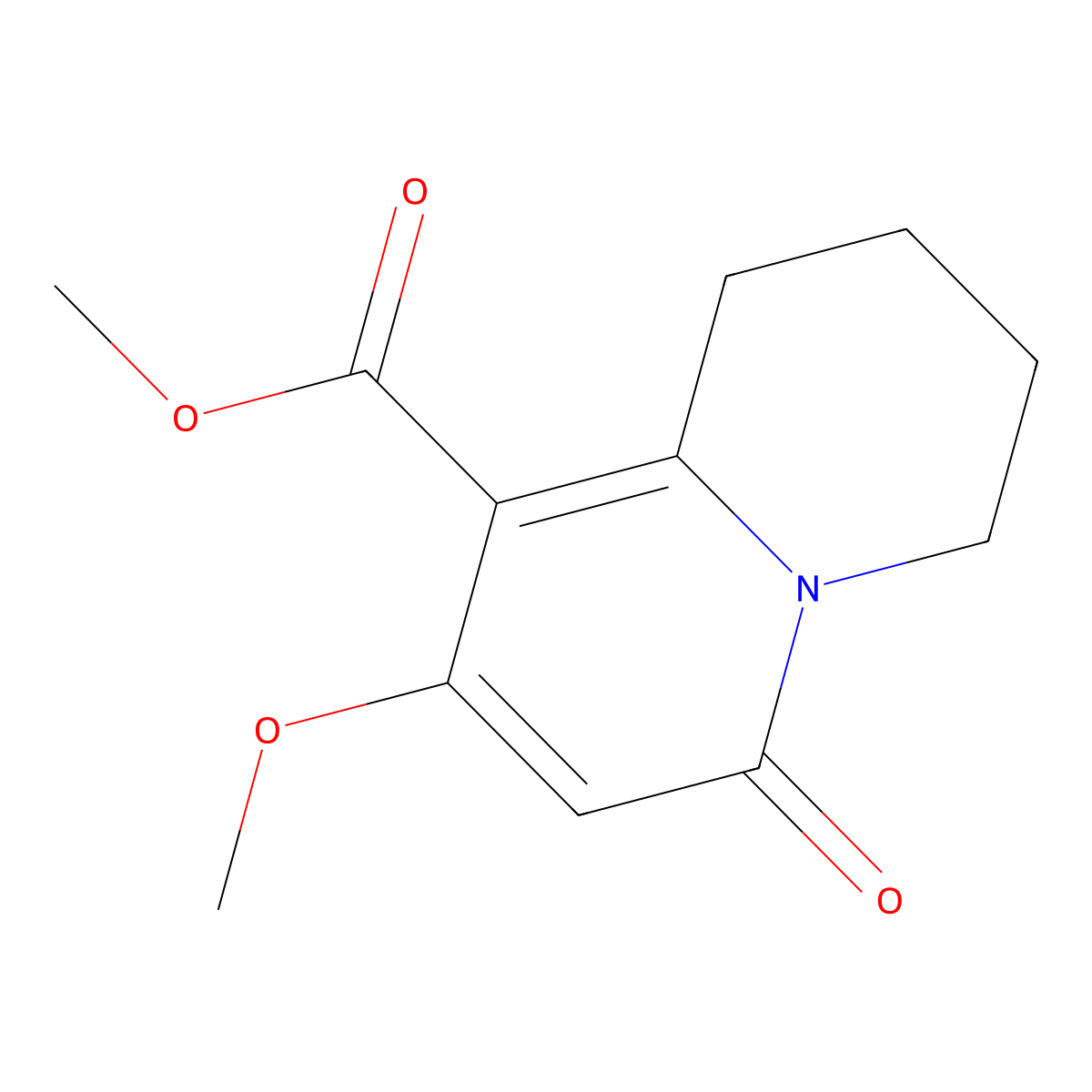 methyl 8-methoxy-6-oxo-1,3,4,6-tetrahydro-2H-quinolizine-9-carboxylate molecular structure, CAS 1638612-50-6