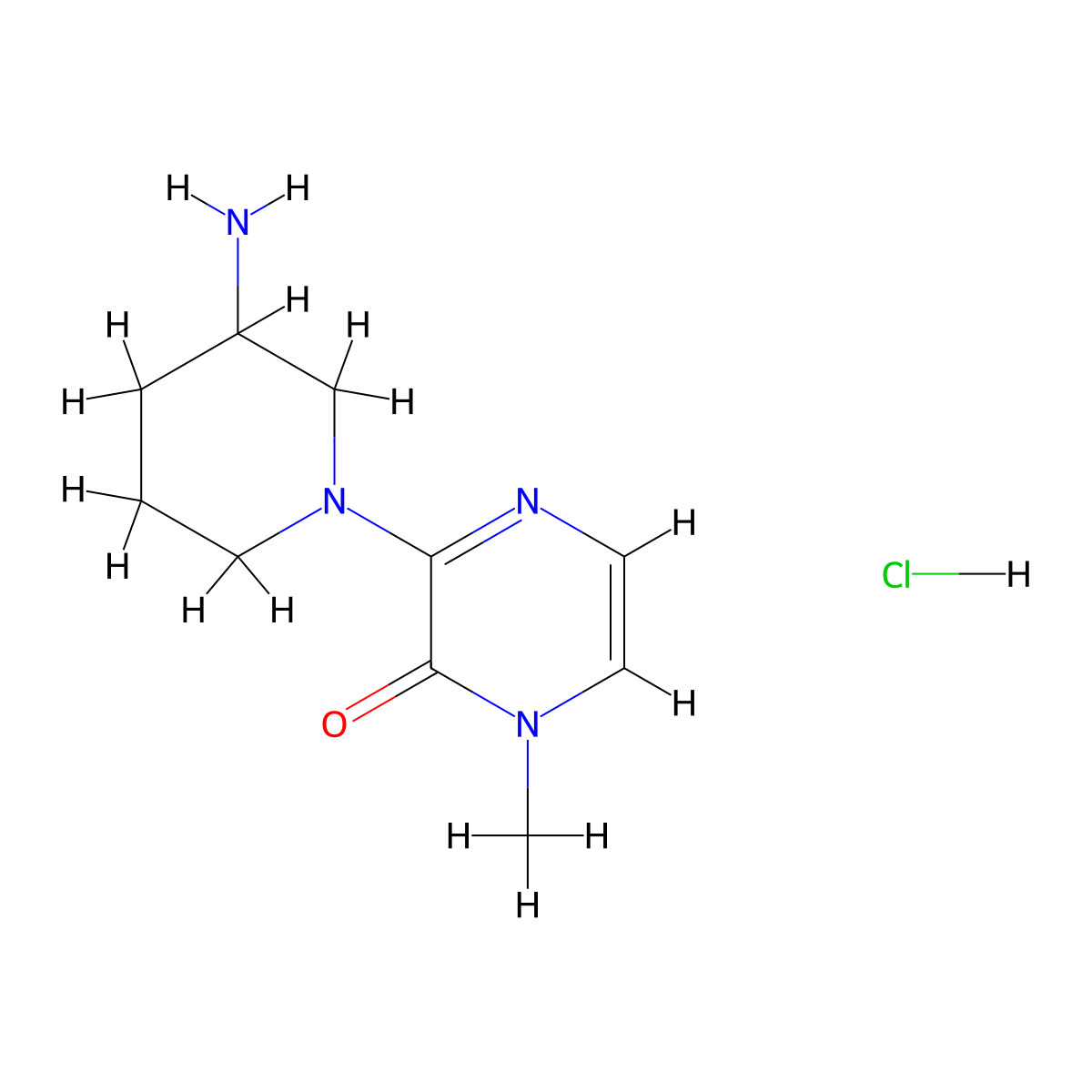 3-(3-aminopiperidin-1-yl)-1-methylpyrazin-2(1H)-one hydrochloride molecular structure, CAS 1638612-52-8