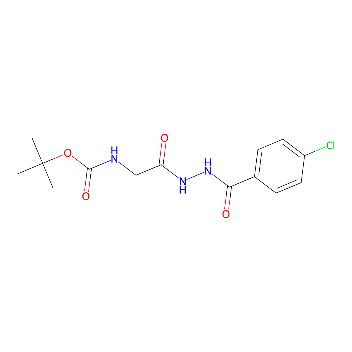 tert-butyl N-{2-[(4-chlorophenyl)formohydrazido]-2-oxoethyl}carbamate molecular structure, CAS 1638612-53-9