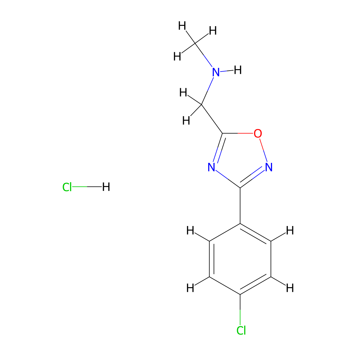 {[3-(4-Chlorophenyl)-1,2,4-oxadiazol-5-yl]methyl}methylamine hydrochloride molecular structure, CAS 1638612-54-0