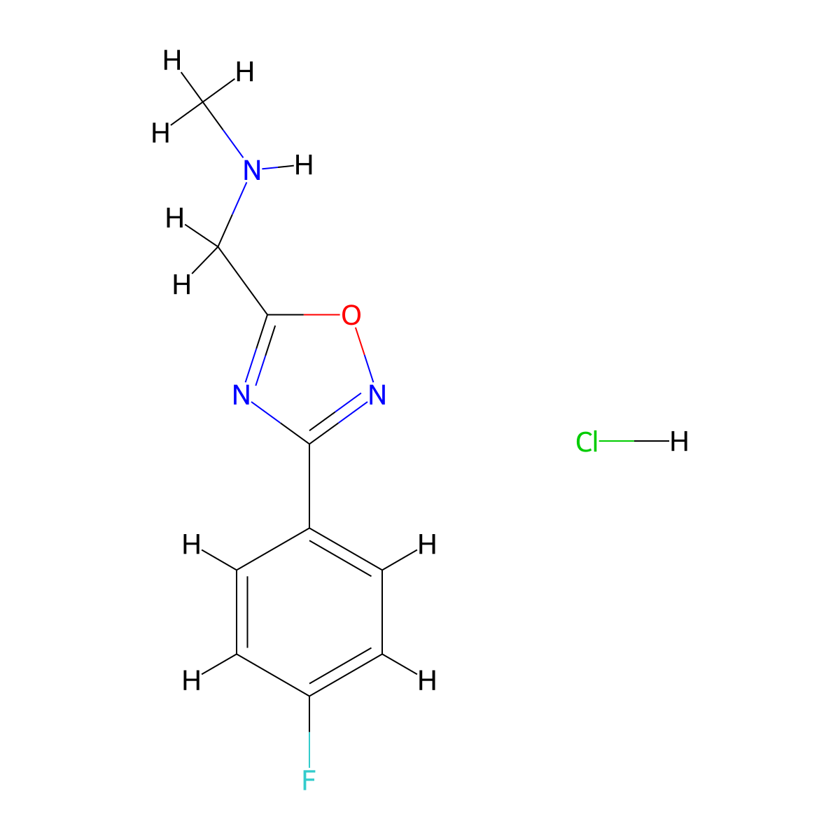 {[3-(4-Fluorophenyl)-1,2,4-oxadiazol-5-yl]methyl}methylamine hydrochloride molecular structure, CAS 1638612-56-2