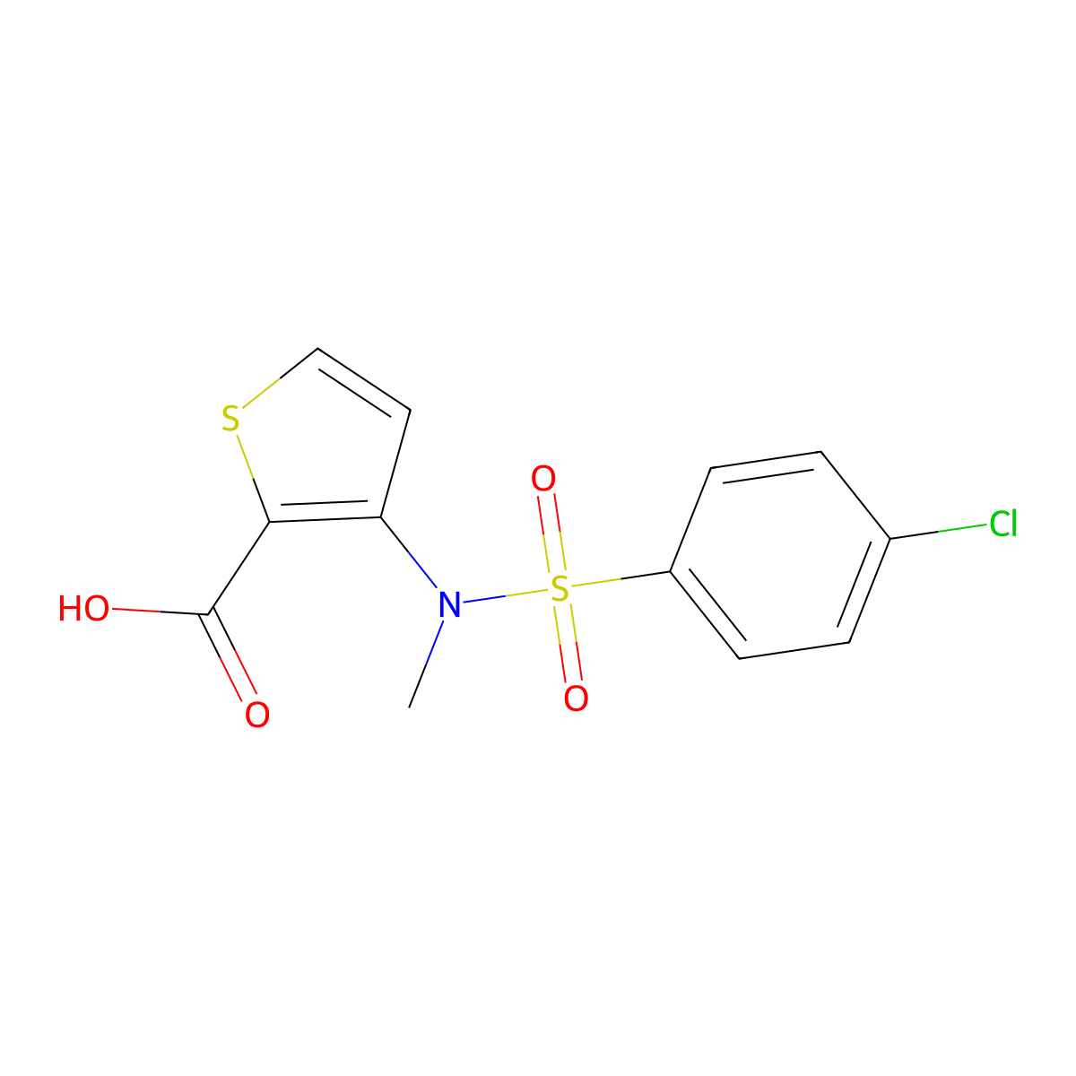 3-[[(4-Chlorophenyl)sulfonyl](methyl)amino]thiophene-2-carboxylic acid molecular structure, CAS 1638612-62-0