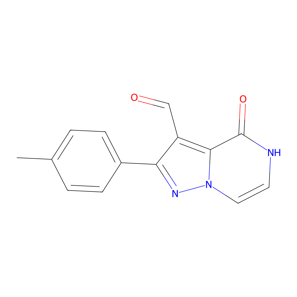 2-(4-Methylphenyl)-4-oxo-4,5-dihydropyrazolo[1,5-a]pyrazine-3-carbaldehyde molecular structure, CAS 1638612-64-2