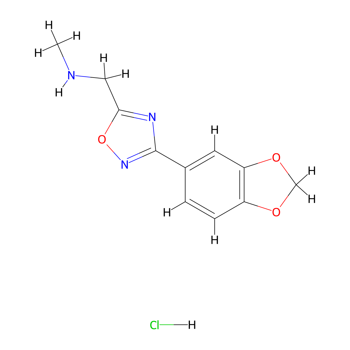 {[3-(1,3-Benzodioxol-5-yl)-1,2,4-oxadiazol-5-yl]methyl}methylamine hydrochloride molecular structure, CAS 1638612-66-4