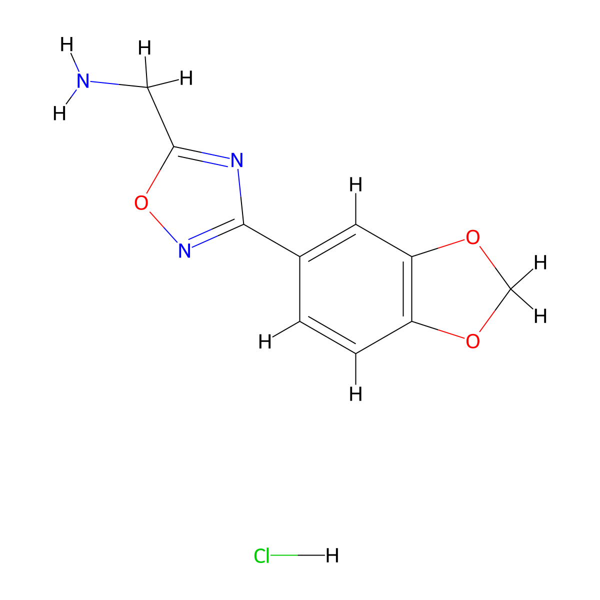 {[3-(1,3-Benzodioxol-5-yl)-1,2,4-oxadiazol-5-yl]methyl}amine hydrochloride molecular structure, CAS 1638612-71-1