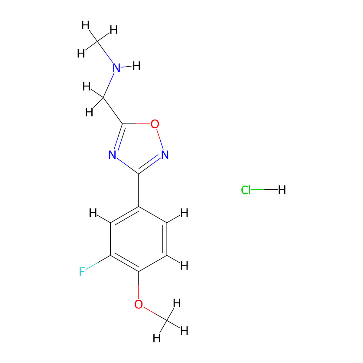 {[3-(3-Fluoro-4-methoxyphenyl)-1,2,4-oxadiazol-5-yl]methyl}methylamine hydrochloride molecular structure, CAS 1638612-72-2