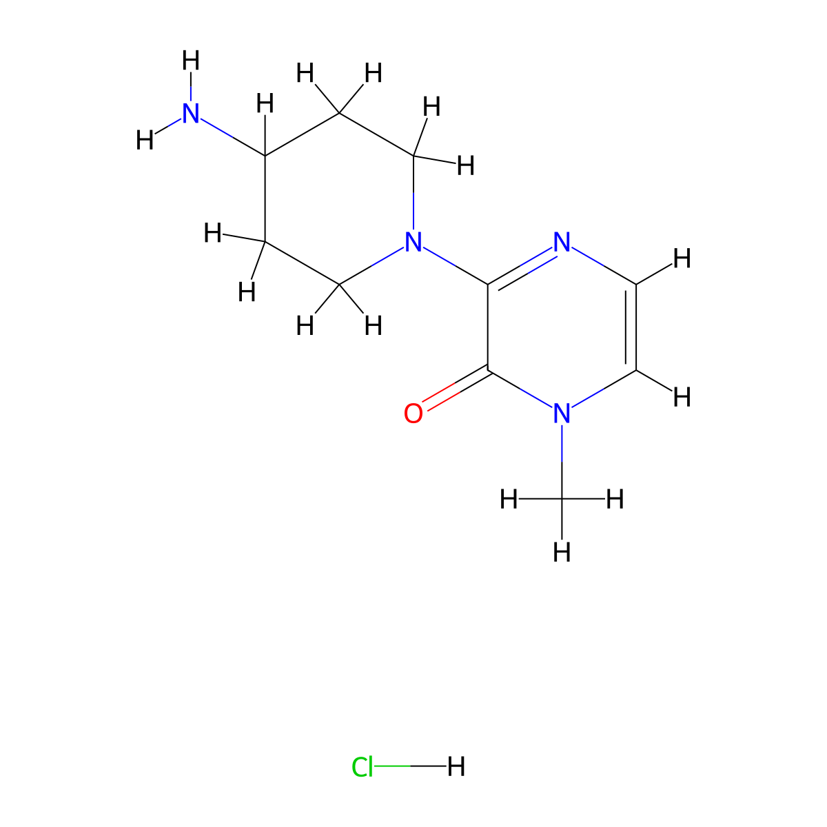 3-(4-aminopiperidin-1-yl)-1-methylpyrazin-2(1H)-one hydrochloride molecular structure, CAS 1638612-80-2