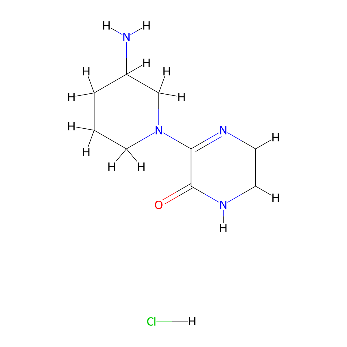 3-(3-aminopiperidin-1-yl)pyrazin-2(1H)-one hydrochloride molecular structure, CAS 1638612-92-6