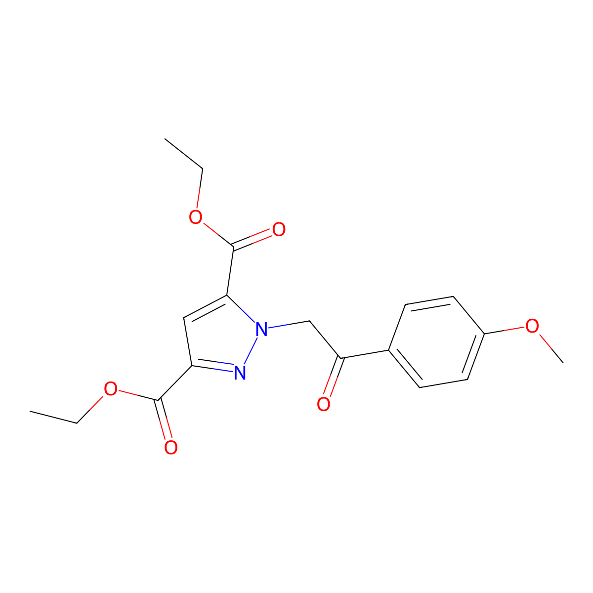 diethyl 1-[2-(4-methoxyphenyl)-2-oxoethyl]-1H-pyrazole-3,5-dicarboxylate molecular structure, CAS 1638612-94-8