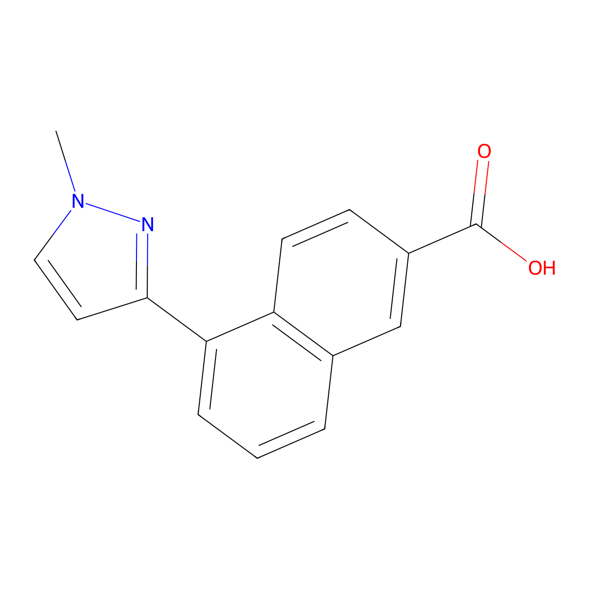 5-(1-methyl-1H-pyrazol-3-yl)naphthalene-2-carboxylic acid molecular structure, CAS 1638612-97-1