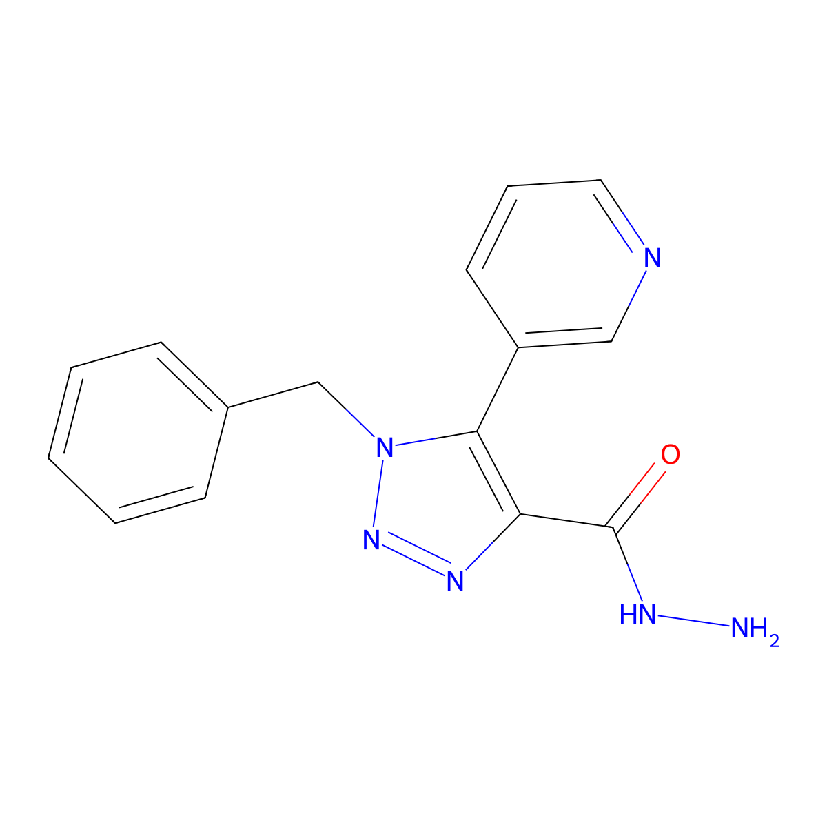 1-benzyl-5-(pyridin-3-yl)-1H-1,2,3-triazole-4-carbohydrazide molecular structure, CAS 1638612-99-3