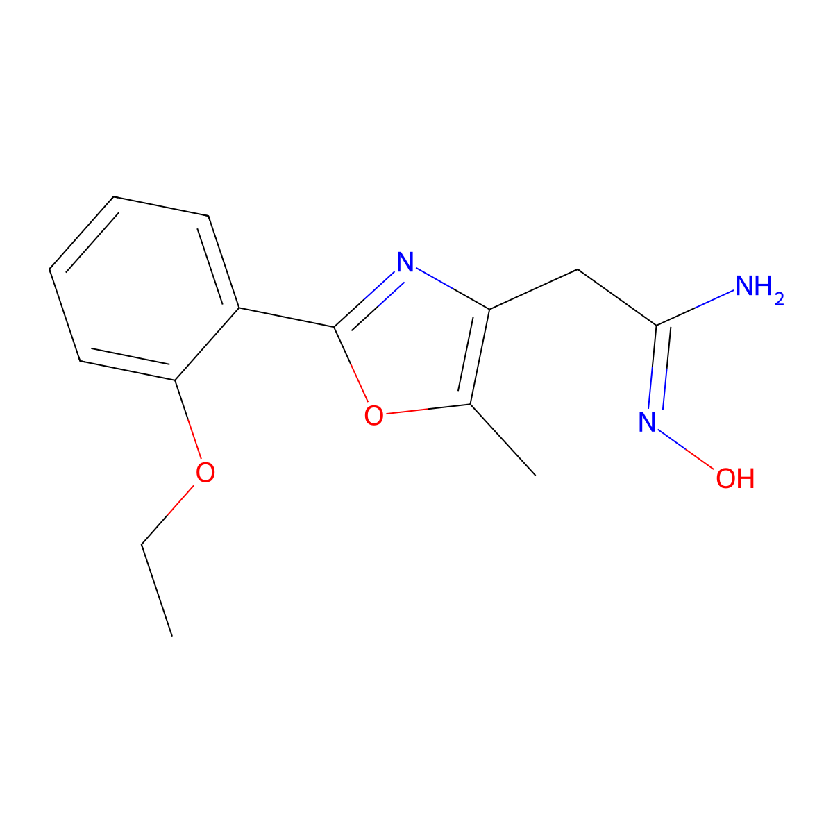 (1Z)-2-[2-(2-ethoxyphenyl)-5-methyl-1,3-oxazol-4-yl]-N'-hydroxyethanimidamide molecular structure, CAS 1638617-32-9