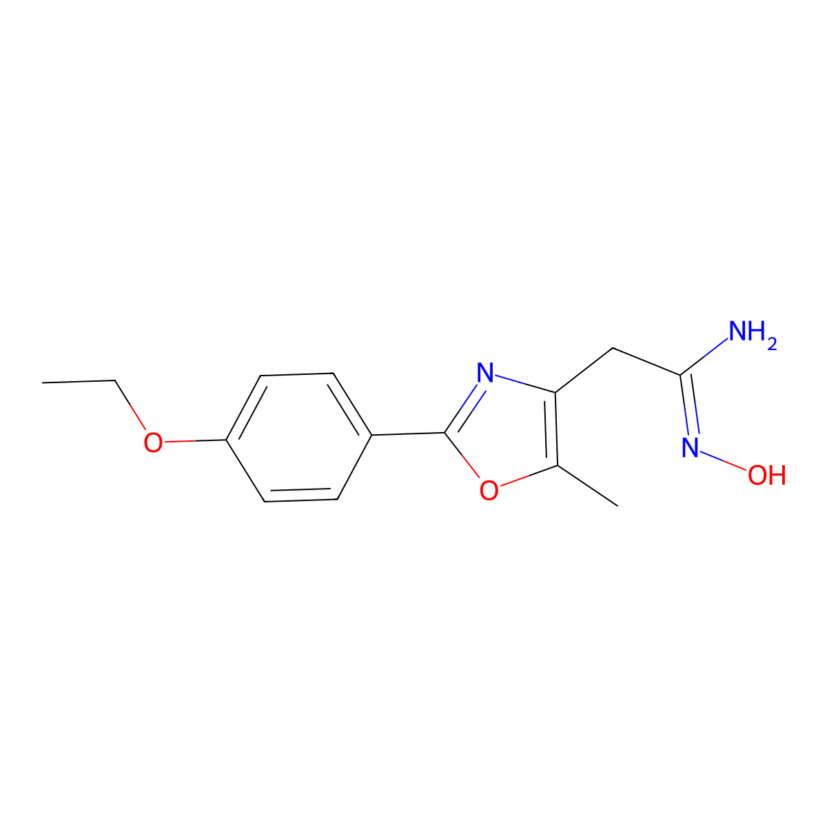(1Z)-2-[2-(4-ethoxyphenyl)-5-methyl-1,3-oxazol-4-yl]-N'-hydroxyethanimidamide molecular structure, CAS 1638617-33-0