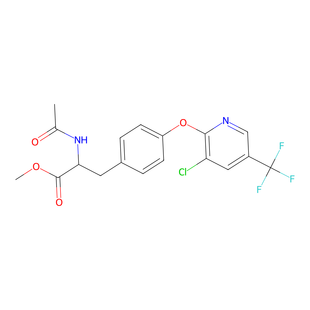 methyl (2S)-3-(4-{[3-chloro-5-(trifluoromethyl)pyridin-2-yl]oxy}phenyl)-2-acetamidopropanoate molecular structure, CAS 1638621-94-9