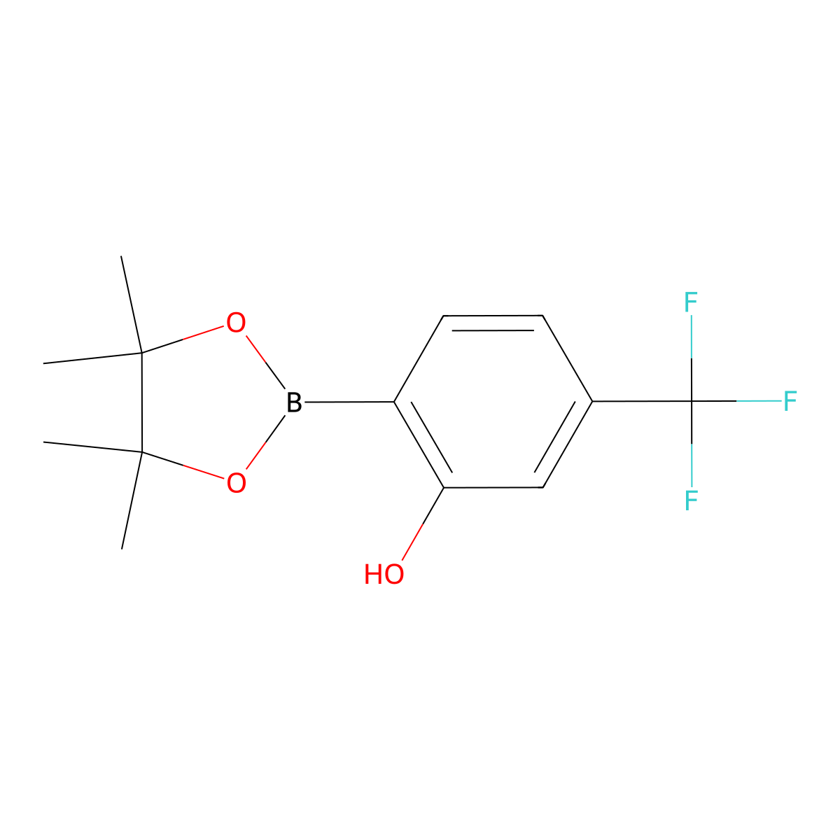 2-(4,4,5,5-Tetramethyl-1,3,2-dioxaborolan-2-YL)-5-(trifluoromethyl)phenol molecular structure, CAS 1638624-76-6