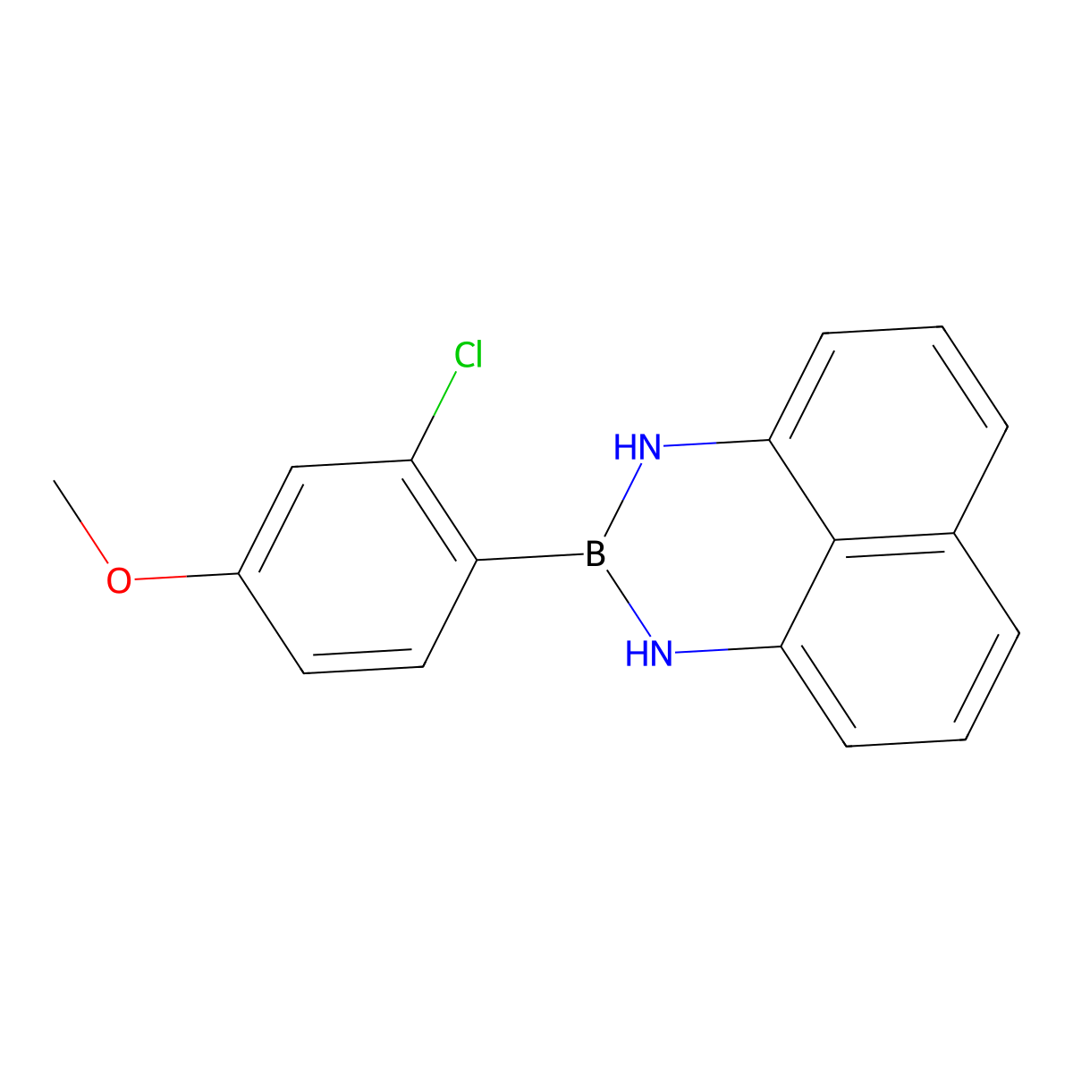 2-(2-Chloro-4-methoxyphenyl)-2,3-dihydro-1H-naphtho[1,8-DE][1,3,2]diazaborinine molecular structure, CAS 1638624-80-2