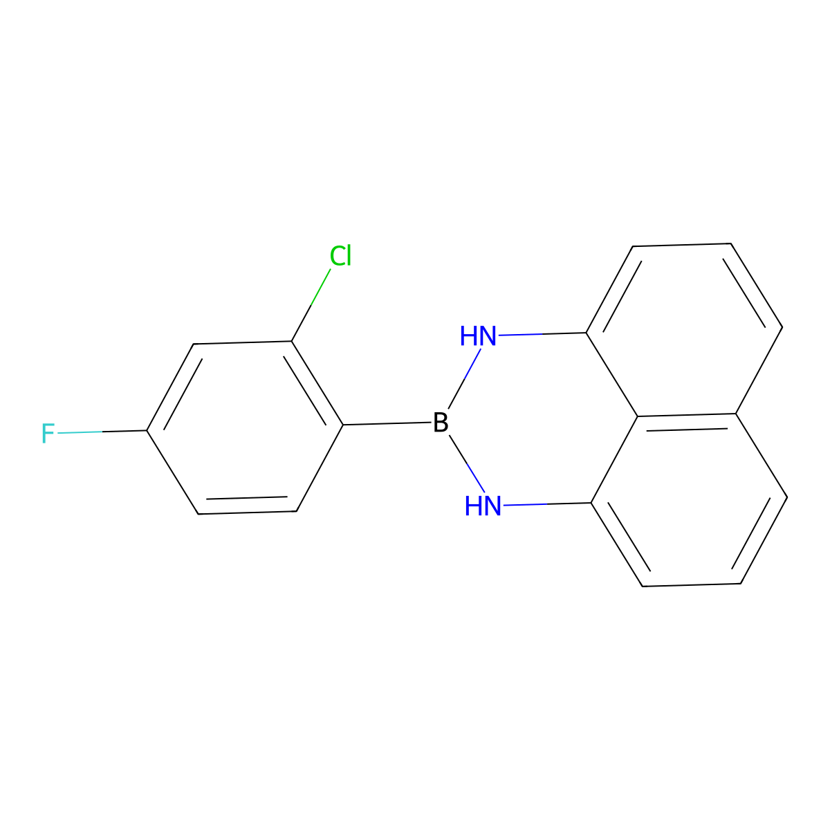 2-(2-Chloro-4-fluorophenyl)-2,3-dihydro-1H-naphtho[1,8-DE][1,3,2]diazaborinine molecular structure, CAS 1638624-81-3