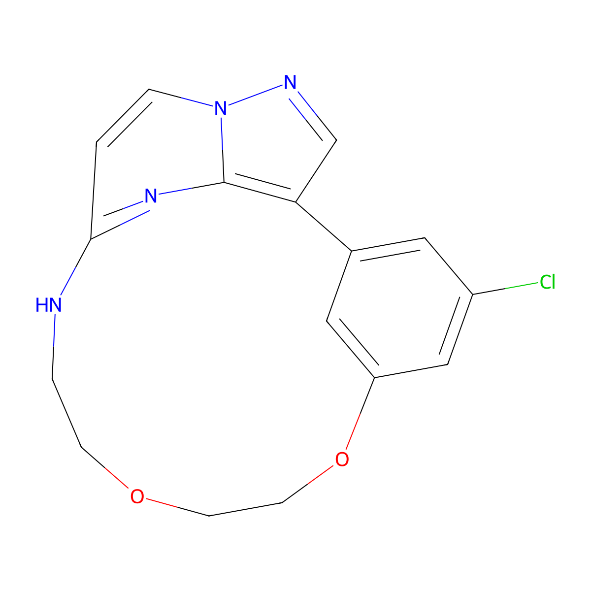6-Chloro-10,11,14,17-tetrahydro-13H-1,16-etheno-4,8-metheno-1H-pyrazolo[3,4-g][1,14,4,6]dioxadiazacyclohexadecine molecular structure, CAS 1638644-62-8