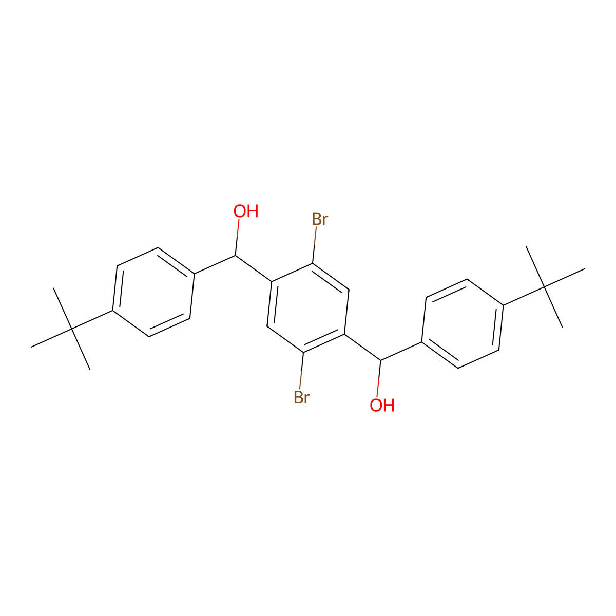 (2,5-Dibromo-1,4-phenylene)bis((4-(tert-butyl)phenyl)methanol) molecular structure, CAS 1638647-54-7