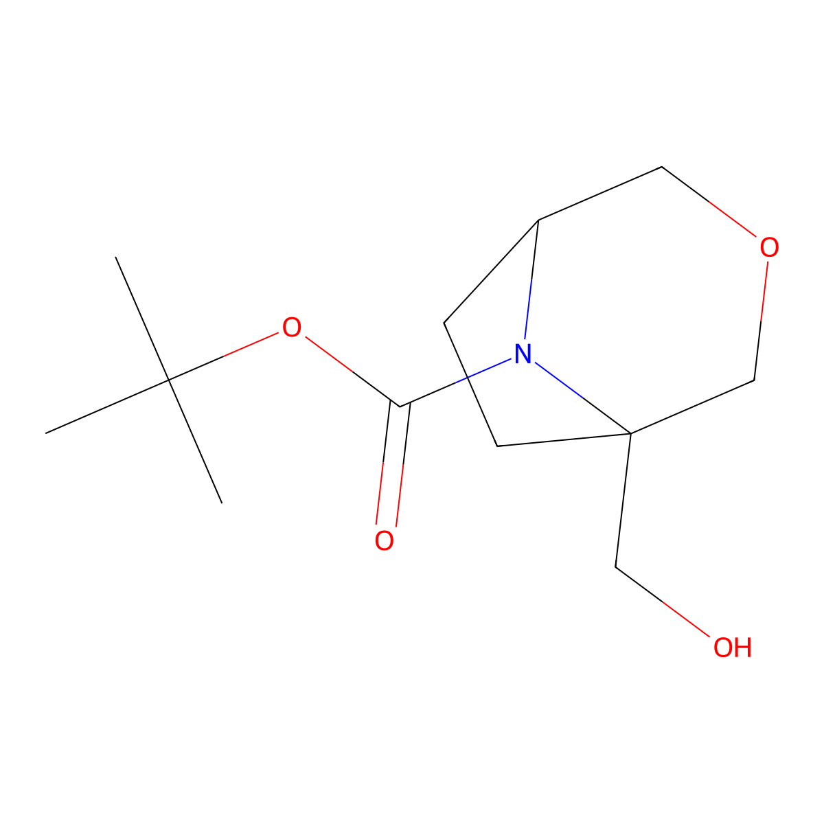 tert-Butyl 1-(hydroxymethyl)-3-oxa-8-azabicyclo[3.2.1]octane-8-carboxylate molecular structure, CAS 1638651-85-0