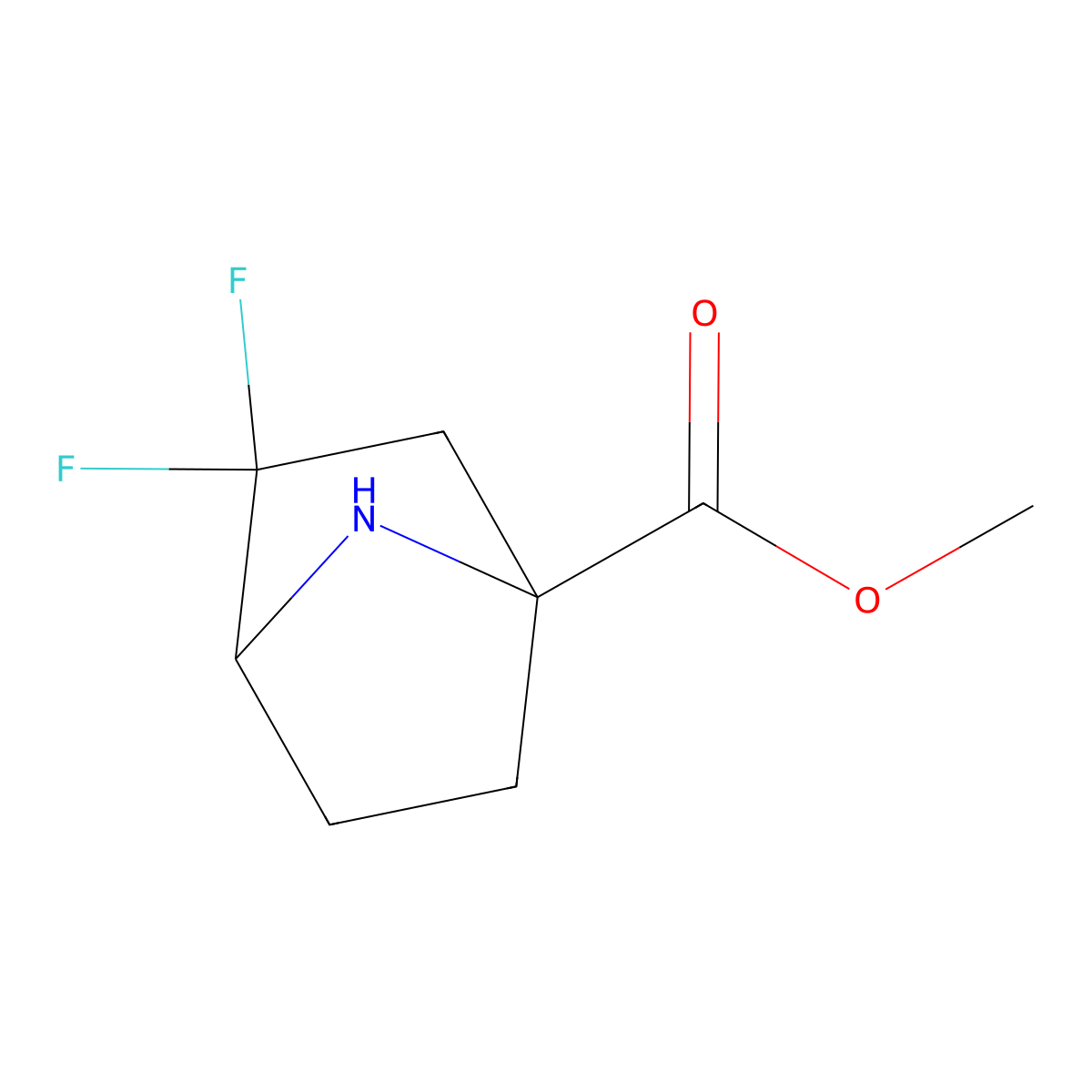 Methyl 3,3-difluoro-7-azabicyclo[2.2.1]heptane-1-carboxylate molecular structure, CAS 1638652-69-3