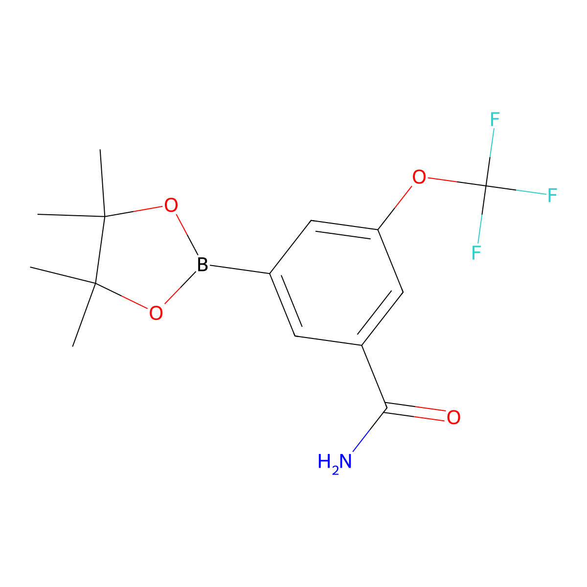 3-(4,4,5,5-Tetramethyl-1,3,2-dioxaborolan-2-yl)-5-(trifluoromethoxy)benzamide molecular structure, CAS 1638653-08-3