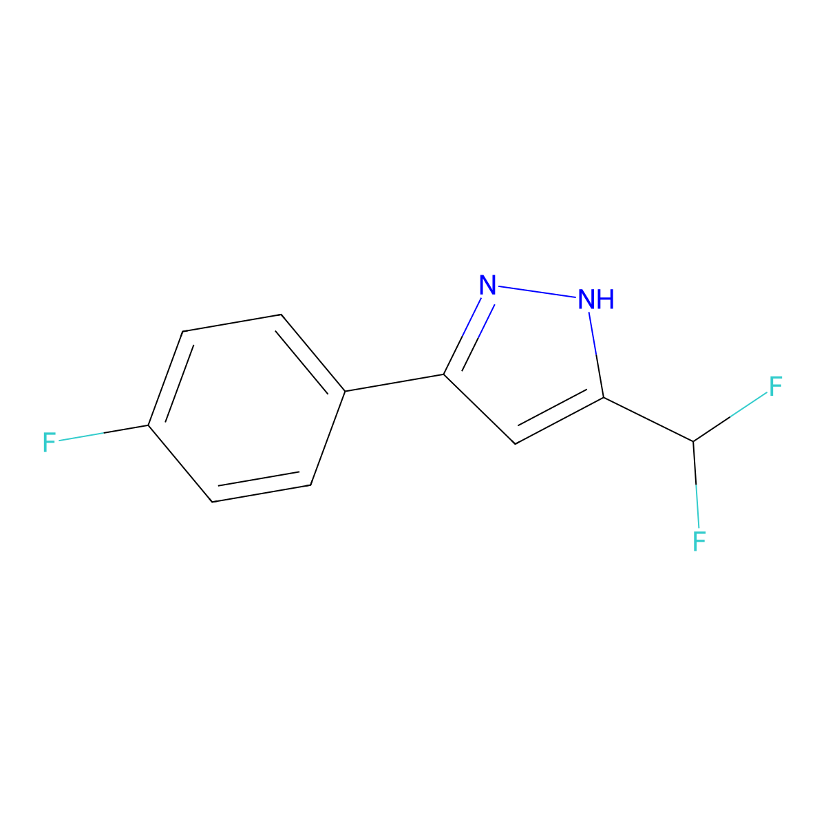 3-(Difluoromethyl)-5-(4-fluorophenyl)-1H-pyrazole molecular structure, CAS 1638664-70-6