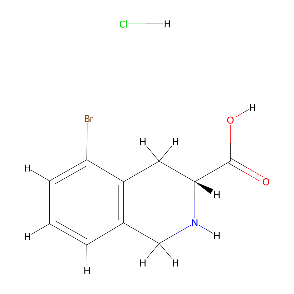 (R)-5-Bromo-1,2,3,4-tetrahydroisoquinoline-3-carboxylic acid hydrochloride molecular structure, CAS 1638668-15-1