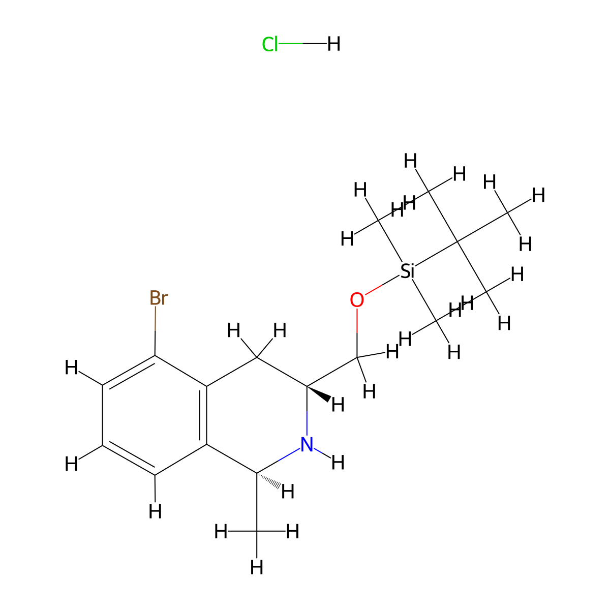 (1S,3R)-5-Bromo-3-[[(tert-butyldimethylsilyl)oxy]methyl]-1-methyl-1,2,3,4-tetrahydroisoquinoline hydrochloride molecular structure, CAS 1638668-28-6