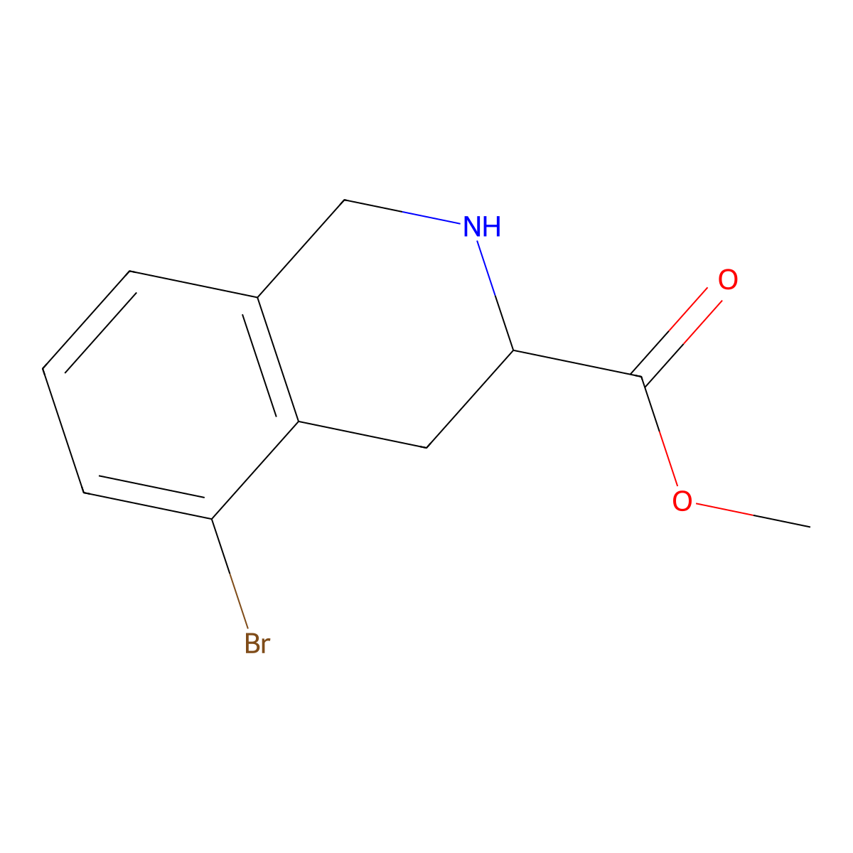 (R)-Methyl 5-bromo-1,2,3,4-tetrahydroisoquinoline-3-carboxylate molecular structure, CAS 1638677-19-6