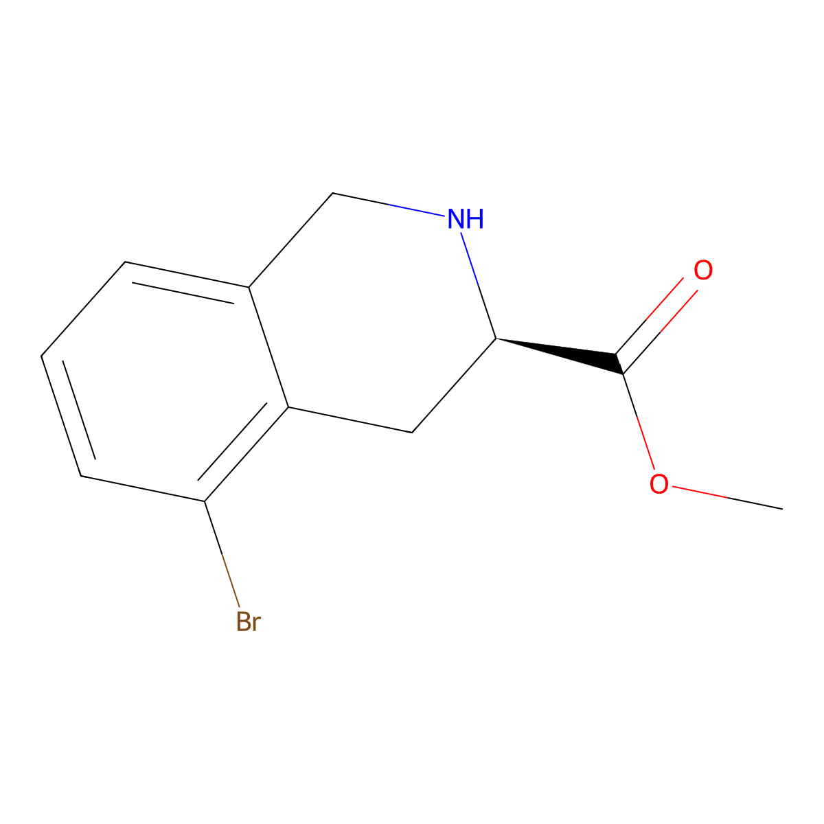 (R)-Methyl 5-bromo-1,2,3,4-tetrahydroisoquinoline-3-carboxylate molecular structure, CAS 1638677-19-6