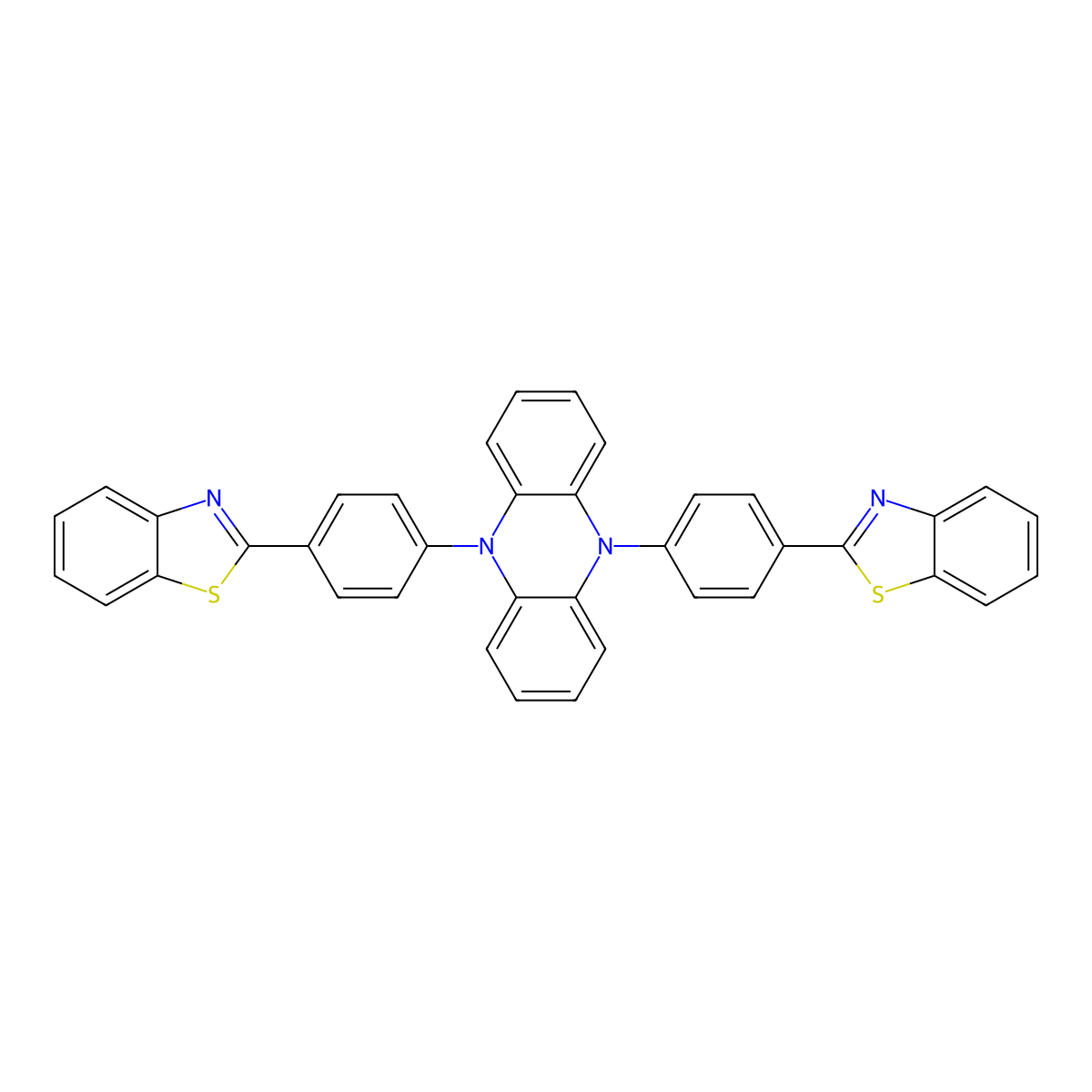 5,10-Bis[4-(1,3-benzothiazol-2-yl)phenyl]-5,10-dihydrophenazine molecular structure, CAS 1638702-83-6