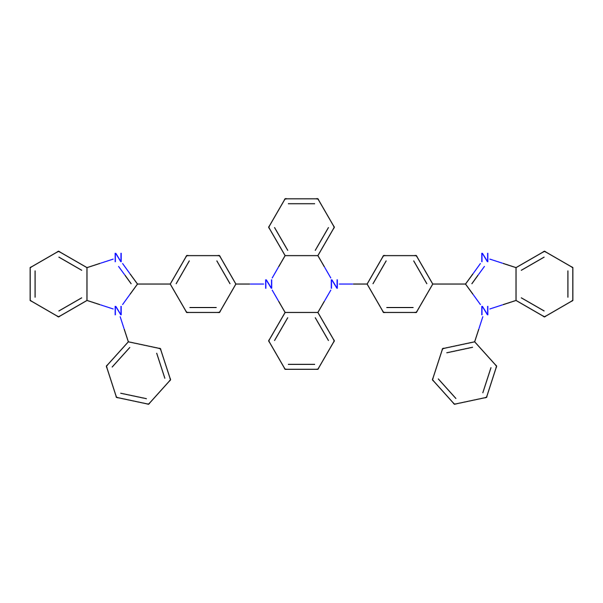 5,10-Bis(4-(1-phenyl-1H-benzo[d]imidazol-2-yl)phenyl)-5,10-dihydrophenazine molecular structure, CAS 1638702-85-8