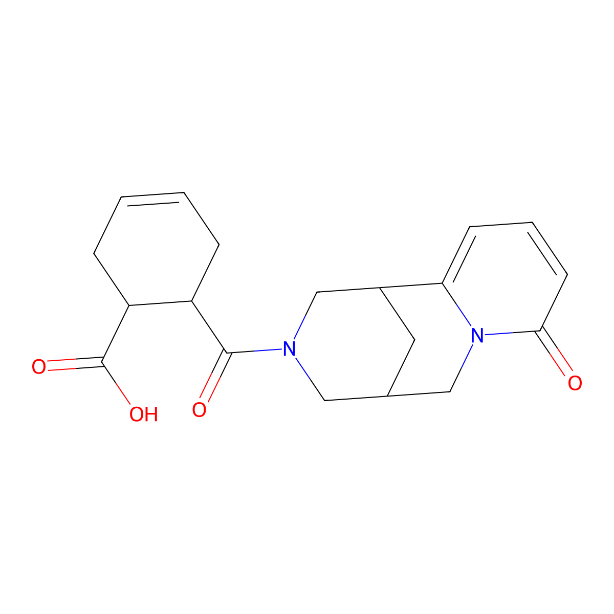 6-[(8-oxo-1,5,6,8-tetrahydro-2H-1,5-methanopyrido[1,2-a][1,5]diazocin-3(4H)-yl)carbonyl]cyclohex-3-ene-1-carboxylic acid molecular structure, CAS 1638707-75-1