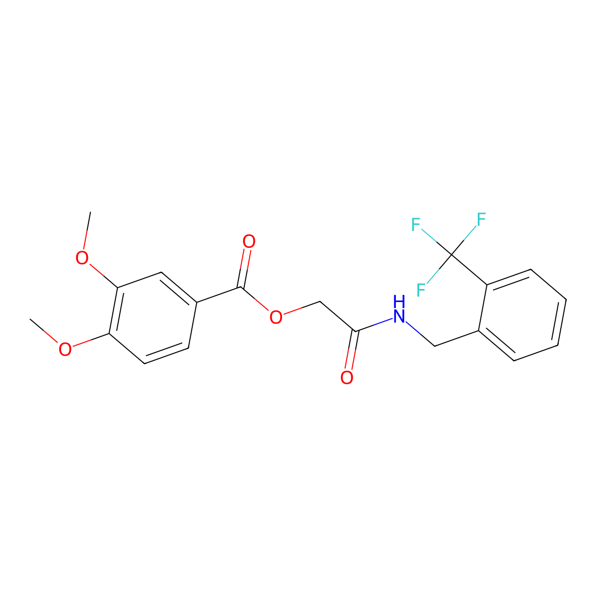 ({[2-(Trifluoromethyl)phenyl]methyl}carbamoyl)methyl 3,4-dimethoxybenzoate molecular structure, CAS 1638707-76-2