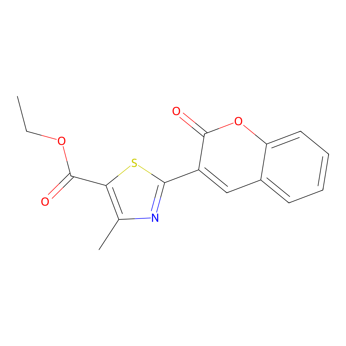 ethyl 4-methyl-2-(2-oxo-2H-chromen-3-yl)-1,3-thiazole-5-carboxylate molecular structure, CAS 1638708-91-4