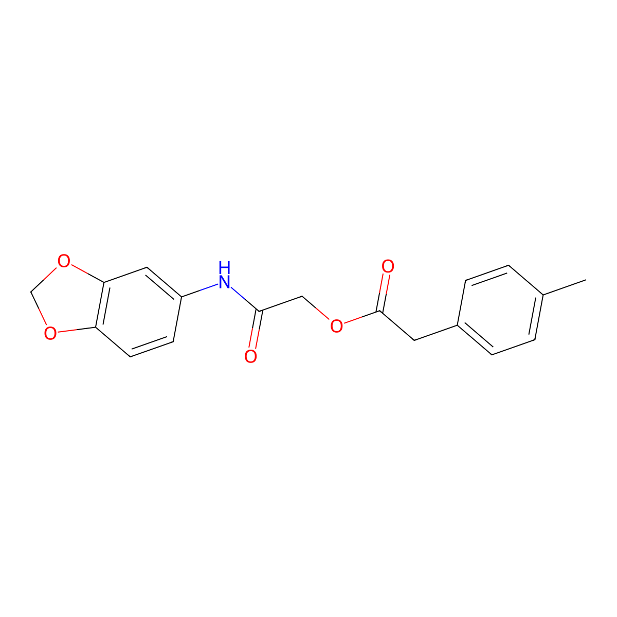 [2-(1,3-Benzodioxol-5-ylamino)-2-oxoethyl] 2-(4-methylphenyl)acetate molecular structure, CAS 1638708-98-1