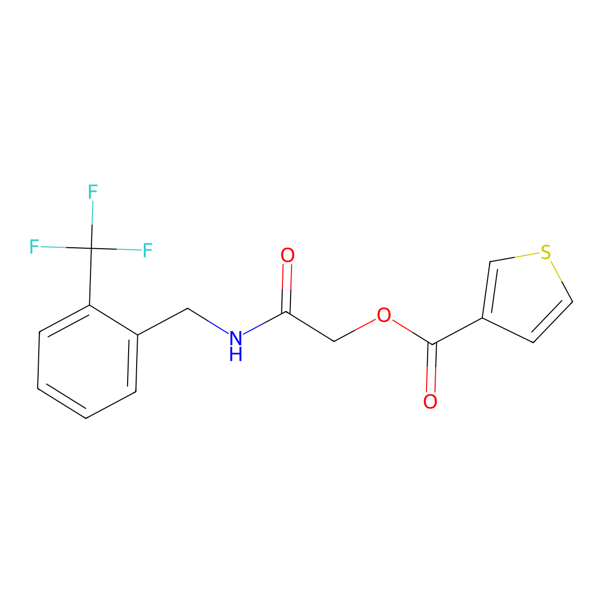({[2-(Trifluoromethyl)phenyl]methyl}carbamoyl)methyl thiophene-3-carboxylate molecular structure, CAS 1638709-25-7